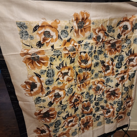 Vintage Shatung Thai silk rose scarf‎ NEW - Picture 9 of 11